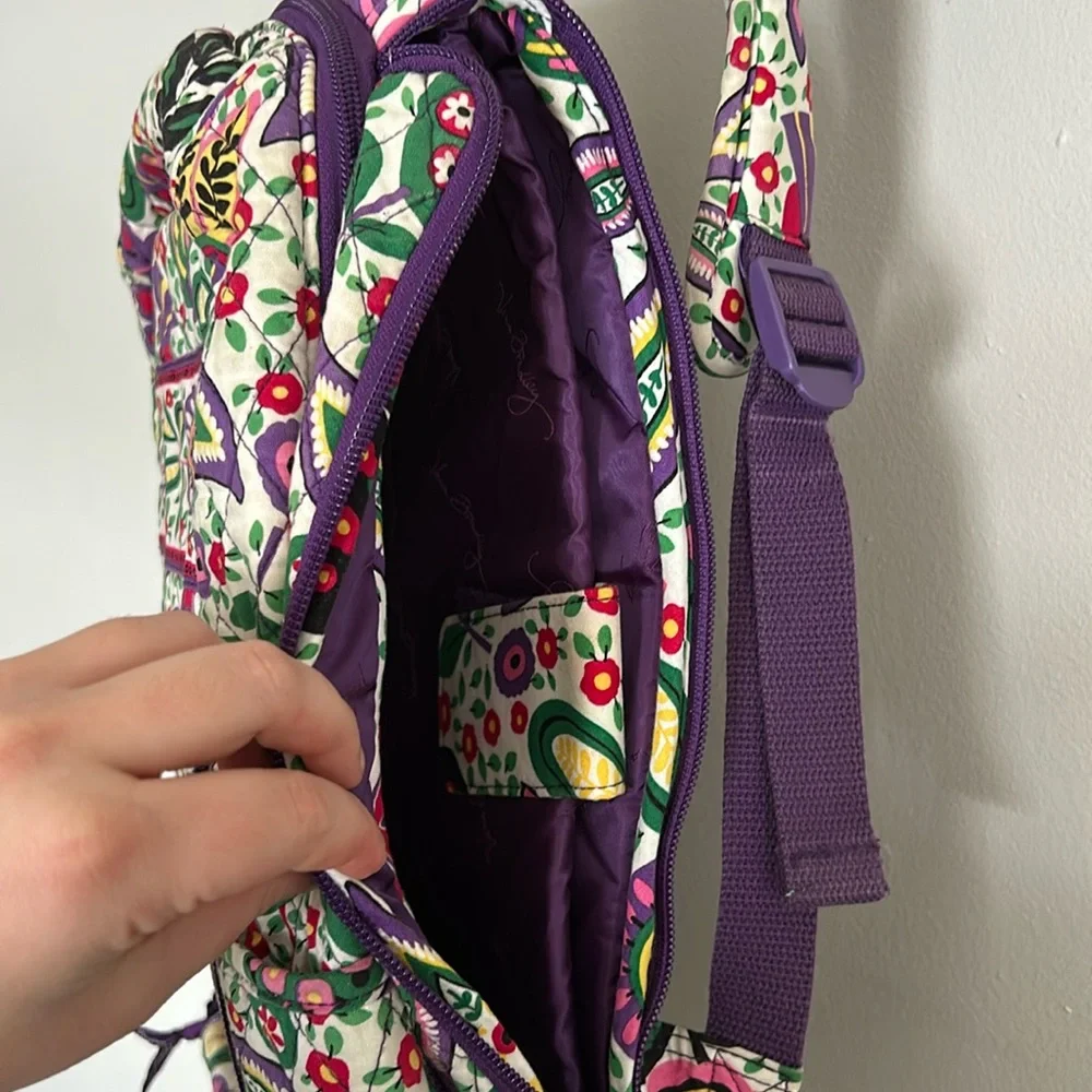 Vera Bradley laptop backpack green purple and white